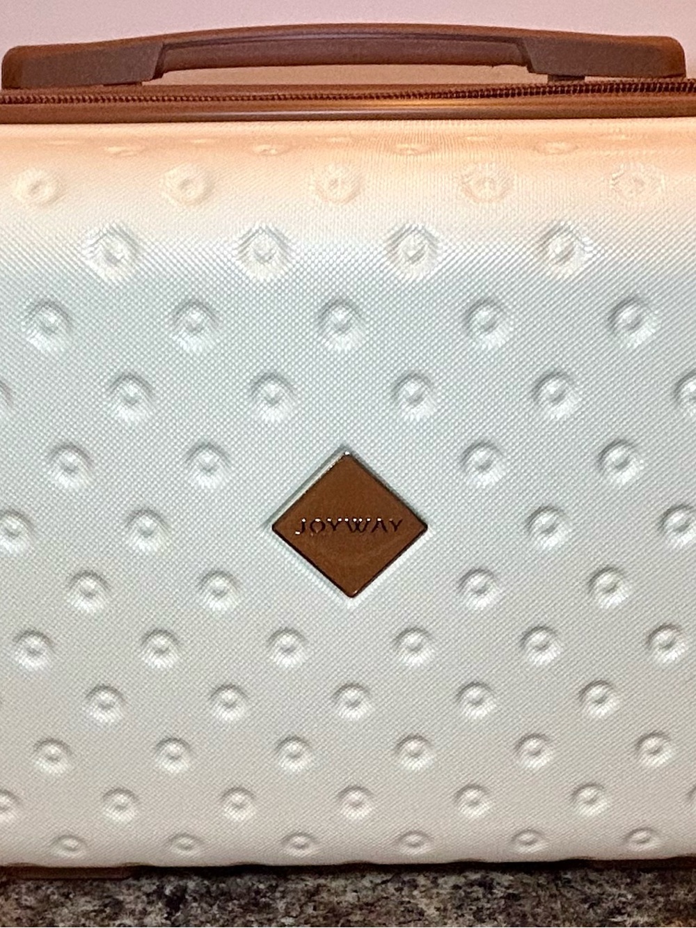 Cream Cosmetic Case with Brown Accents